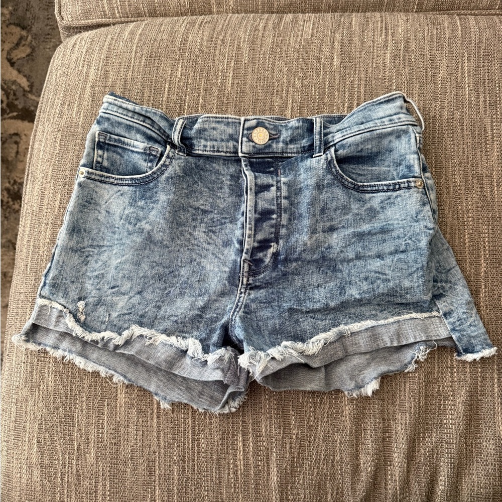 Express Button Fly Midi High Rise Shorts
